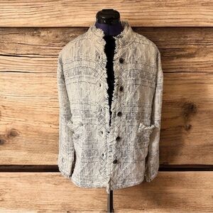 Mystree Tweed Jacket Cream and Black Textured Women’s Large